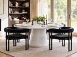 Artiss Dining Chairs Set of 4 Velvet Upholstered Barrel Chairs with Curved Armrests & Back Black UPHO-C-DIN-2553-BKX4
