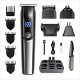 Gray Multifunctional Rechargeable Hair Clipper Set - Waterproof Electric Hair Trimmer V888-ELOSUNG11821