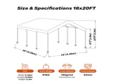 Samland Portable Carport Garage Shelter Canopy Double Size 18x20FT V1060-PGD1386A+B+C