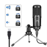 USB Metal Condenser Microphone - Professional Recording Mic for PC/Laptop V1263-JX-3708