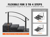4-Steprail Fits 1 or 4 Steps Matte Black Stair Rail Wrought Ironrail with Installation Kit V952-4FTHWTYFSBLACK001V0