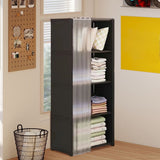 Multi-Tier Floor Standing Clothing Storage Cabinet with Bookshelf Shelving 4-Layer Compartment V1366-AZ2-W-12689