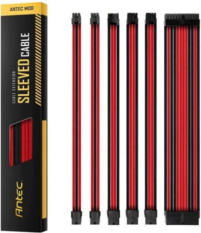 ANTEC PSU - Sleeved Extension Cable Kit V2 - Red / Black. 24PIN ATX, 4+4 EPS, 8PIN 6PIN V177-L-PSA-ECK30-RK