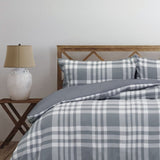Ardor Ronan Grey Plaid Jacquard Quilt Cover Set King V442-INT-QUILTCS-RONAN-GREY-KI