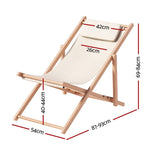 Gardeon Outdoor Deck Chair Wooden Sun Lounge Folding Beach Patio Furniture Beige WOOD-B-BC-6021T-BG