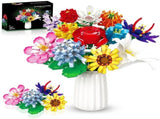12 Pcs Flower Bouquet Building Set,12 Artificial Flowers Botanical Collection Toys for Valentines V1369-AZ3-W-22152