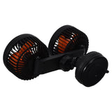 Dual Head Black Car Fan with Suction Cup for Dashboard and Window Adjustable 360 Degree Rotation V1369-AZ3-W-13125