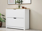 Levede Narrow Shoe Cabinet Organiser Storage Rack Flip-up Drawer 12 Pairs White EA0287-WH-AU