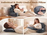 Giselle Bedding Reading Pillow with Detachable Neck Roll & Armrests Sit Up Pillow for Bed Back PILLOW-READ-VEL-GY