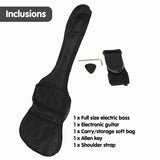 Karrera 39in Electric Guitar Bass Music 4-String Instrument Full Size Black GTR-JB2-15W-BK
