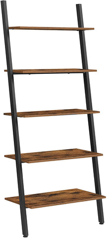 5-Tier Bookshelf Rack, Rustic Brown and Black V178-11390