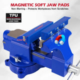 SEDY 6" Bench Vise Heavy Duty Workbench Clamp Anvil 360&deg Swivel Base Jaw Pads V465-86554