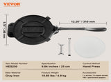 Tortilla Press, 250mm Tortilla and Roti Maker, Cast Iron Heavy Duty Tortilladora Press, Pre-Seasoned V952-SYSBBY10YCZTXI1RSV0