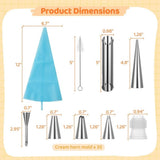 35PCS Cream Horn, Forms Tubes Kits, Stainless Steel Cone Shaped and Tubular Shaped Baking V1369-AZ3-W-08887
