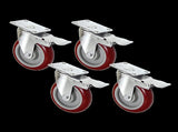 4 Pack 5 Inch Heavy Duty Locking Caster Wheels Swivel Plate Castors V63-954641