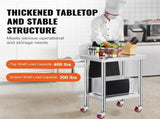 24x18x34 Inch Stainless Steel Work Table 3-Stage Adjustable Shelf with 4 Wheels Heavy Duty V952-CFGZT24X18X34YC01V0