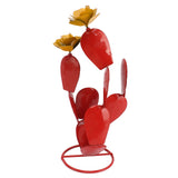 Metal Prickly Pear Cactus with Flowers Iron Rustic Cactus Statue Desert Decor Sculpture for Garden V1294-YM0703-3111230153411