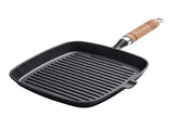 Steak Grill Pan with Wooden Handle 8.7in Thickened Bottom Even Heating Nonstick Grill Pan with Pour V1294-YM0901-3118240108611