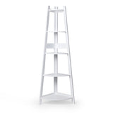 Levede 5 Tier Corner Shelf Wooden Storage White BO1013-WH