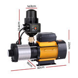 Giantz Garden Water Pump High Pressure 2500W Multi Stage Tank Rain Irrigation Black PUMP-ST6-SS-OG-TPC