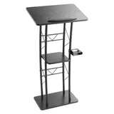 Podium Stand, 1180 mm Metal Lectern, Curved Standing Podium with Wide Reading Surface, Open Storage V952-JT1CGKJS47INZX1A5001V0