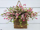 Pink Berry Wildflower Hanger Basket Wreath, Hanging Wildflowers Basket Wreath for Front V1192-AZ-W-17738