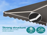 Instahut Retractable Folding Arm Awning Manual Sunshade 3.5M X 3M Grey AWN-B-ARM-35X30-GREY