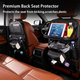 3.15"D x 17.7"W x 25.2"H Universal Premium Leather Foldable Backseat Organizer with Table Tray, V1107-799-14372-BEG-1PACK