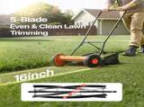 40cm Push Reel Lawn Mower 5-Blade Adjustable Height Grass Catcher 2-Wheel V952-SDTSGZGCJ16I1M9M1001V0
