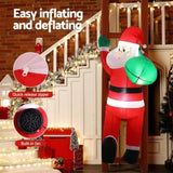 Jingle Jollys Christmas Inflatable Santa Climbing Ladder 2.45M Height LED Decorations Illuminated XMAS-INF-SAN-LAD-8FT