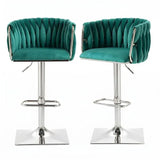 SERENIT Modern Velvet Breakfast Bar Stools Swivel Barstools Adjustable Counter Stools with Backrest V255-SE-SP1782R-GREEN