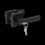 Door Handle Set Lever Key Lock Function Square Black V63-837381