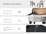 Grey Round Vanity Stool with Padded Seat and Backrest V767-XJJ379-SR-V1