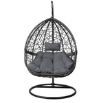 Gardeon Outdoor Egg Swing Chair Wicker Rattan Furniture Pod Stand Cushion Grey HM-EGG-RAN-S-BKGR-AB