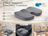 Cooling Gel Ergonomic Seat Pad 45x36x7, Crystal Velvet Grey, All Day Comfort V1221-XM-LB1784-GM63