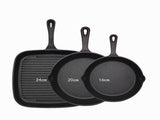 Three-piece set Heavy Duty Cast Iron Skillet & Grill Pan Thickened Vintage Style Cookware for Steak V888-ELOSUNG40410