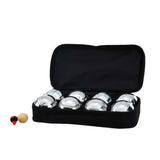 Silver Bocce Ptanque Set with 8 Metal Balls, White Wooden Jack, and Carry Case V178-69027