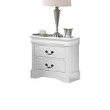 Bedside Table White Colour With 2 Drawers Night Stand Solid Wood Metal Handles V43-BST-SPNC-WH