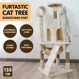 Furtastic 135cm Cat Tree Scratching Post - Beige CAT-EJT-363-BGE