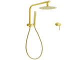 WELS Brushed Gold Round Dual Shower Head Set Diverter Wall Arm Single Mode Handheld Small Face Mixer V1233-A703GSS019CBGKSR108GKRD201G60