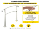 3-Step Handrails for Outdoor Steps Fits 1 or 3 Steps Matte White Stair Rail Wrought Iron Handrail V952-LTFS3BBSLG0000001V0