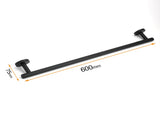 Matt Black 600mm Long Single Towel Rack Rail Holder Stainless Steel Hanger Bar V1233-E6900260BL
