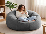 Artiss Bean Bag Chair Cover Soft Faux Fur Beanbag Cover Large Round Stuffed Animal BD-COVER-ROUND-GR