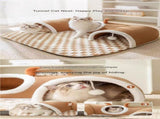 Brown XL size Cat Tunnel Bed House 4-Season Universal Removable Washable U-Shaped Cat Cave with V888-ELOSUNG50330