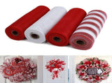 4 Rolls Deco Mesh Ribbon, 10 Inch X 30 Feet Each, Metallic Foil Ribbon, Christmas Ribbon for Wreath, V1366-AZ2-W-23962