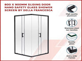 800 x 900mm Sliding Door Nano Safety Glass Shower Screen By Della Francesca V63-829431