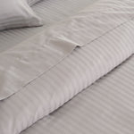 KENSINGTON 1200TC COTTON SHEET SET IN STRIPE- DOUBLE - SILVER ABM-202142