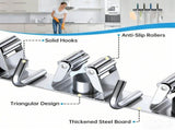 2 Pack Wall Mounted Broom And Mop Holder Set, Stainless Steel Organizer Rack With 4 Shelves And 5 V1237-ZY-807-172