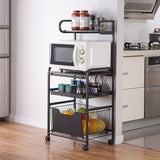 Kitchen Mobile Trolley Floor-Standing Storage Rack-Black V1161-108713