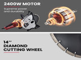 BAUMR-AG 2400W Electric Concrete Saw 355mm Demolition Cutter Wet Dry Demo Tool Circular Cutting V219-CONSAWBMRAE75